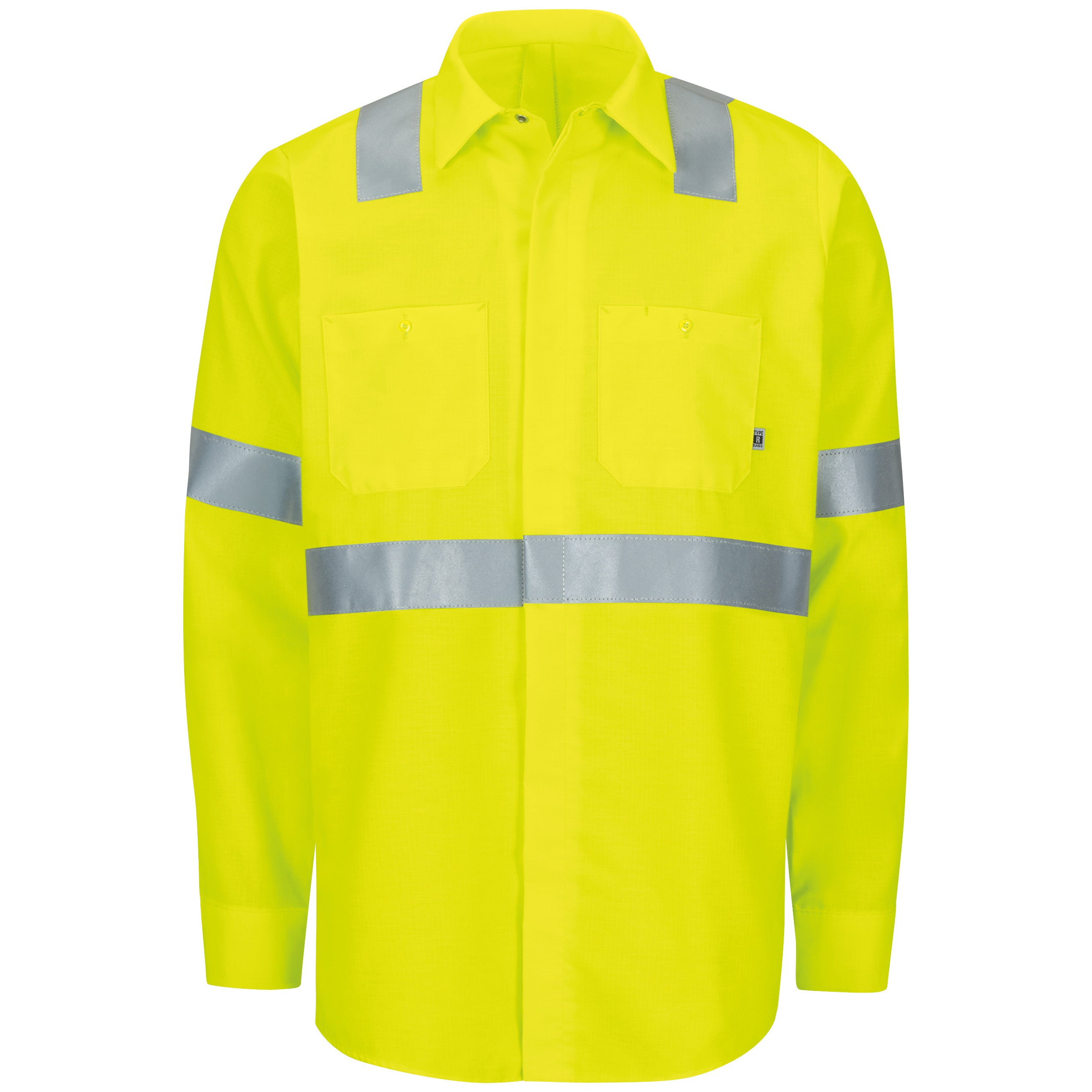 Red Kap Long Sleeve Hi-Visibility Ripstop Work Shirt with MIMIX + OilBlok, Type R Class 2