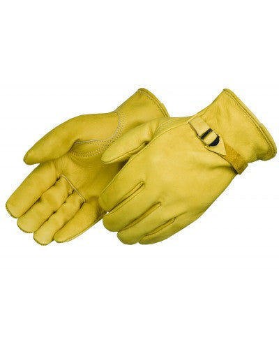 Golden grain cowhide driver - leather pull strap Gloves - Dozen