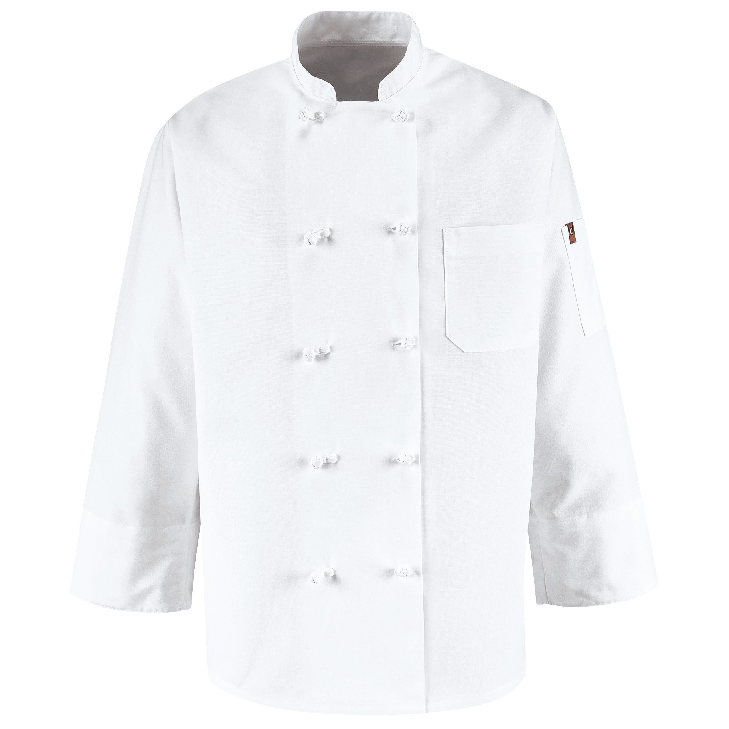 Red Kap Eight Knot Button Chef Coat with Thermometer Pocket
