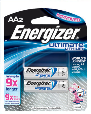 Energizer Ultimate AA Lithium Batteries (2 Per Card) 	