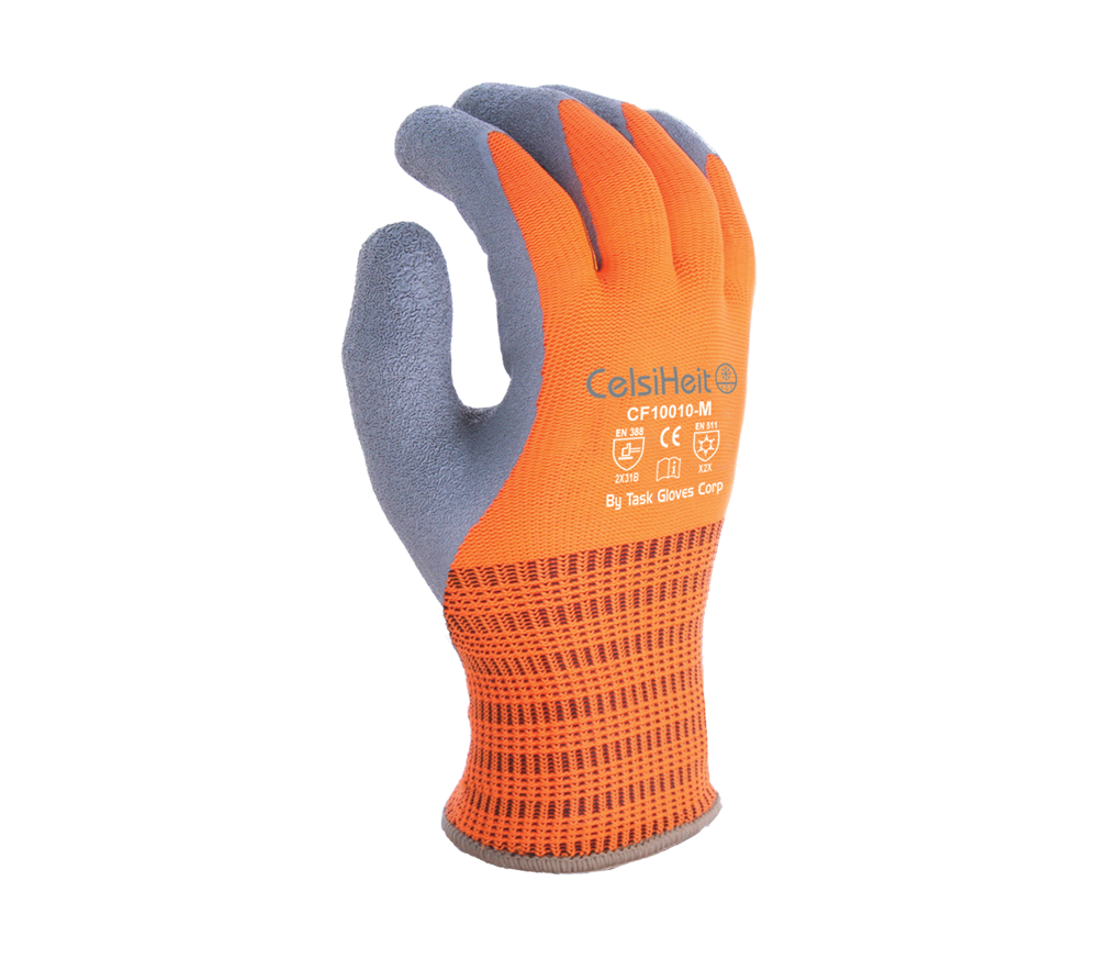 (CT3001) CelsiHeit ® - Heavy Thermal Latex Coated Hi-Vis Orange Work Gloves