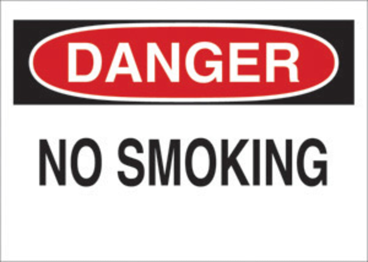 Brady® 10" X 14" X .06" Black/Red On White .0591" B-401 Polystyrene Danger Sign "DANGER NO SMOKING"