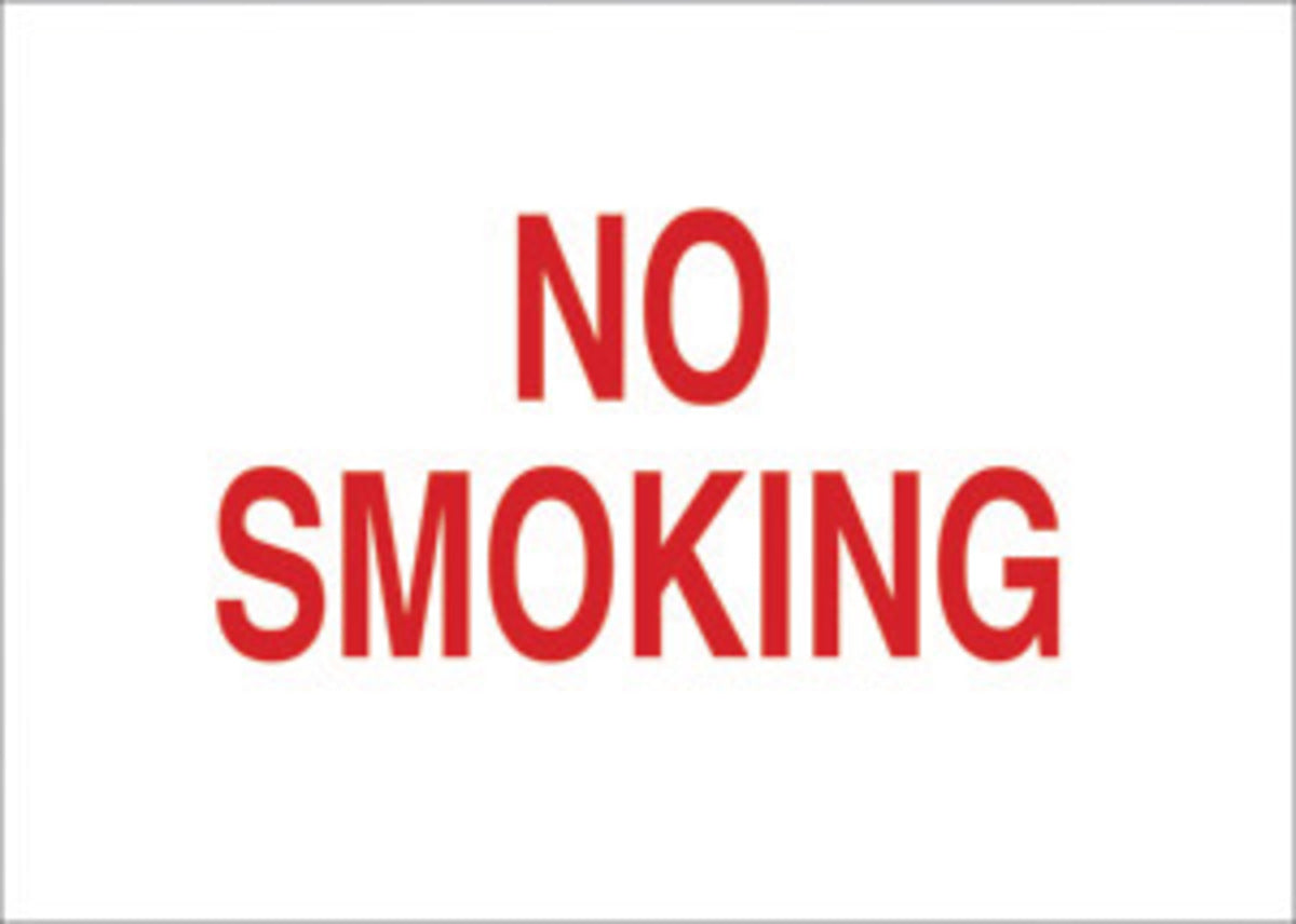 Brady® 7" X 10" X .06" Red On White B-401 Polystyrene Smoking Control Sign "NO SMOKING"
