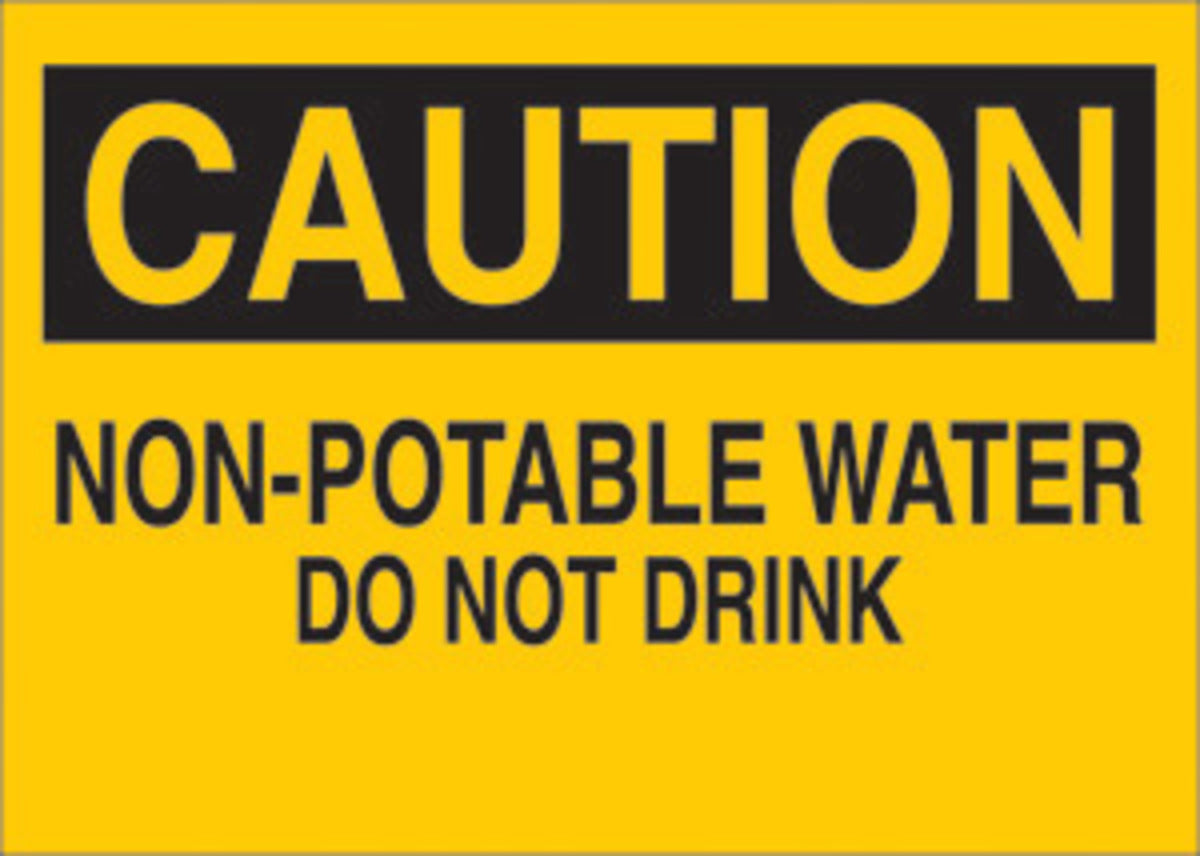 Brady® 10" X 14" X 1/10" Black On Yellow .0984" B-120 Fiberglass Safety Sign "NON-POTABLE WATER DO NOT DRINK"