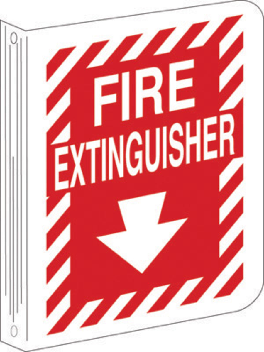 Brady® 12" X 9" X .055" White On Red .0551" B-450 Polyethylene Fire Extinguisher Sign "FIRE EXTINGUISHER"