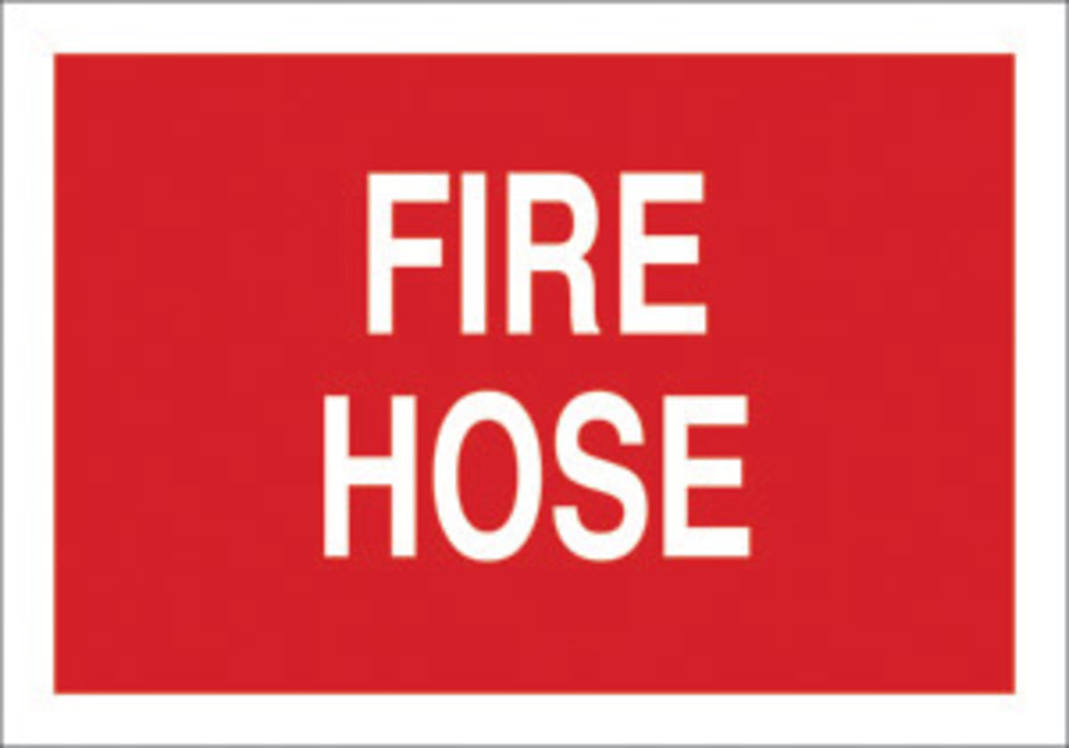 Brady® 10" X 14" X 1/10" White On Red .0984" B-120 Fiberglass Fire Hose Sign "FIRE HOSE"