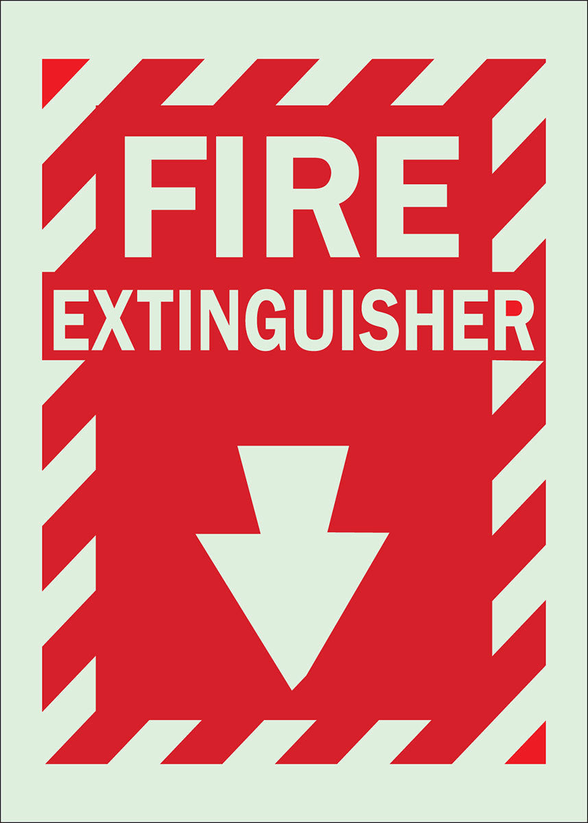Brady® 14" X 10" X .008" Red On Glow .0079" B-324 Polyester Fire Extinguisher Sign "FIRE EXTINGUISHER"