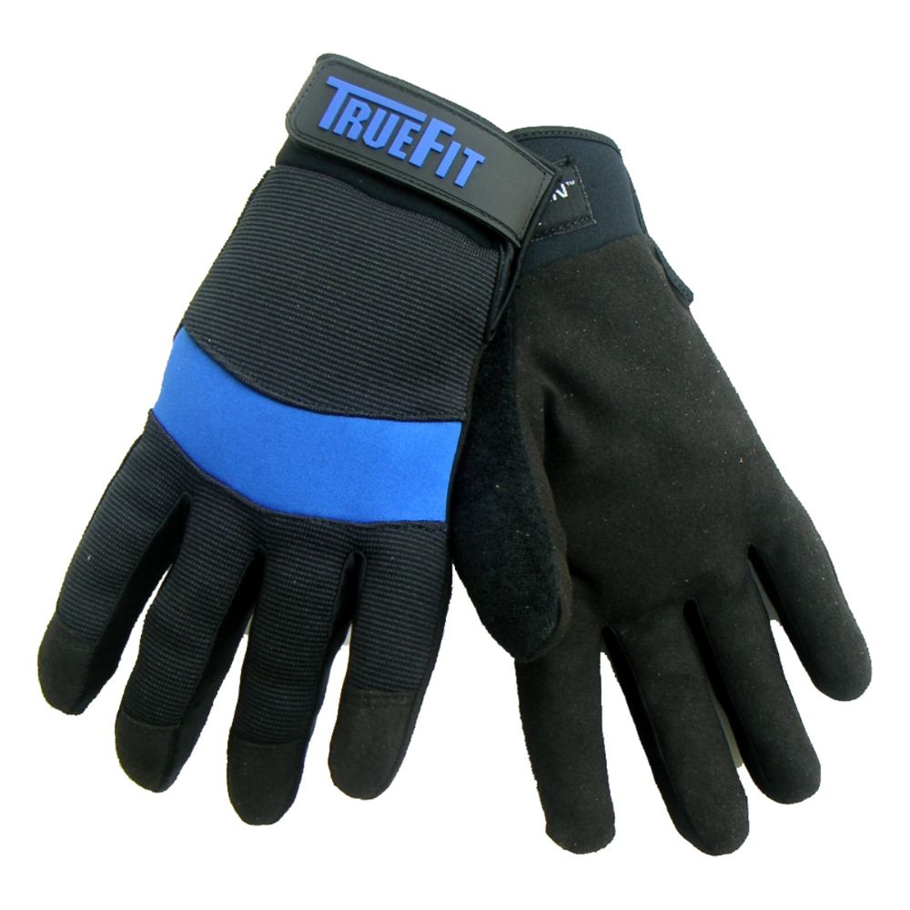 Tillman 2X Black And Blue TrueFit Nylon And Spandex Full Finger Mechanics Gloves With Neoprene/Hook And Loop Cuff