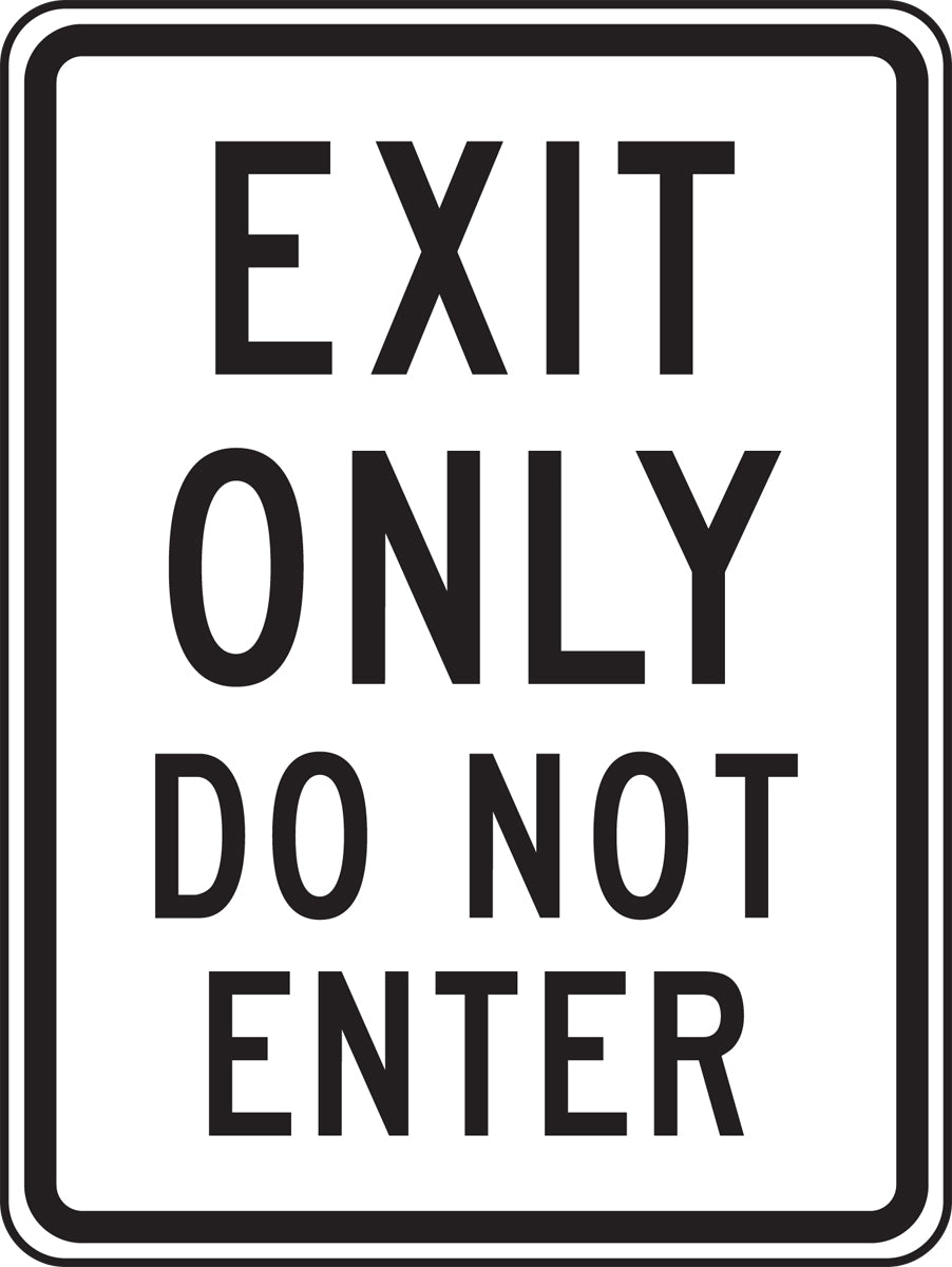 Accuform® 18" X 12" Black And White Engineer Grade Reflective Aluminum Traffic Signs "EXIT ONLY DO NOT ENTER"