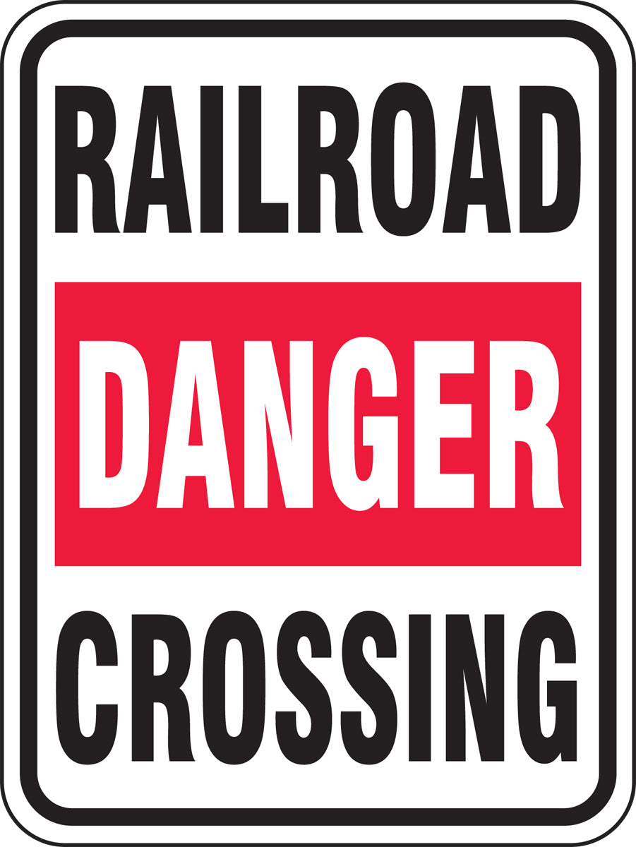 Accuform® 24" X 18" Red, Black And White Engineer Grade Reflective Aluminum Traffic Signs "DANGER RAILROAD CROSSING"