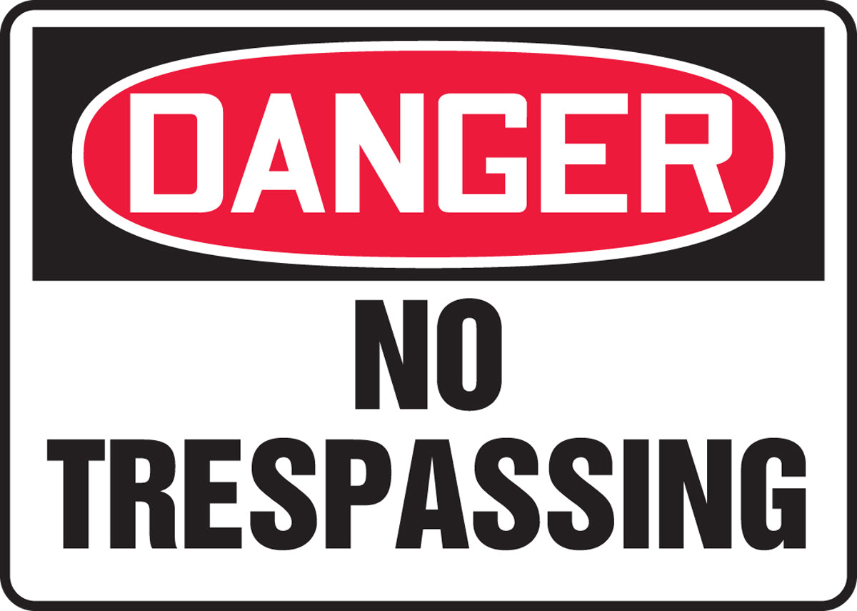 Accuform® 10" X 14" Red, Black And White Plastic Safety Signs "DANGER NO TRESPASSING"