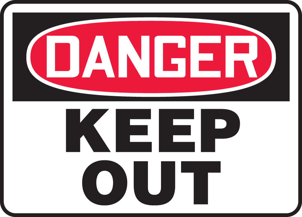 Accuform® 7" X 10" Red, Black And White Adhesive Vinyl Safety Signs "DANGER KEEP OUT"