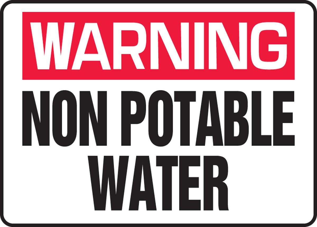 Accuform® 10" X 14" Red, Black And White Aluma-Lite™ Safety Signs "WARNING NON POTABLE WATER"