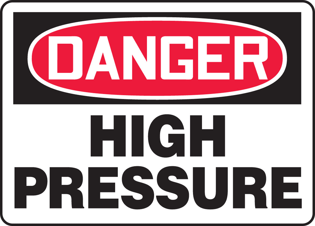 Accuform® 7" X 10" Red, Black And White Plastic Safety Signs "DANGER HIGH PRESSURE"