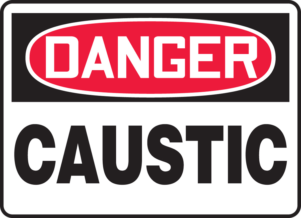 Accuform® 7" X 10" Red, Black And White Plastic Safety Signs "DANGER CAUSTIC"
