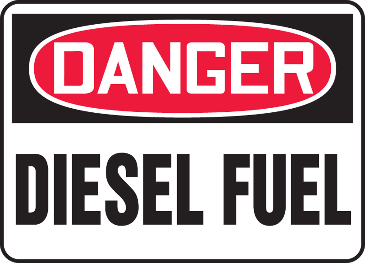 Accuform® 7" X 10" Red, Black And White Plastic Safety Signs "DANGER DIESEL FUEL"