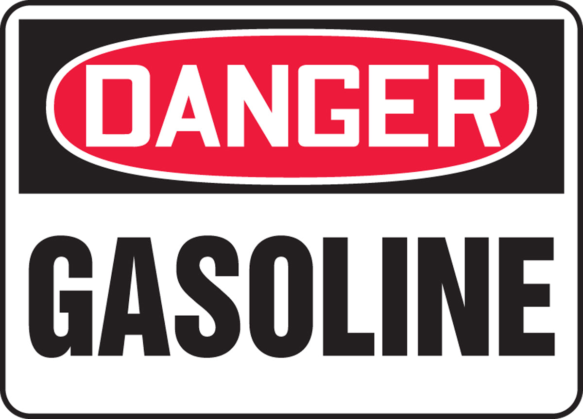 Accuform® 10" X 14" Red, Black And White Aluminum Safety Signs "DANGER GASOLINE"
