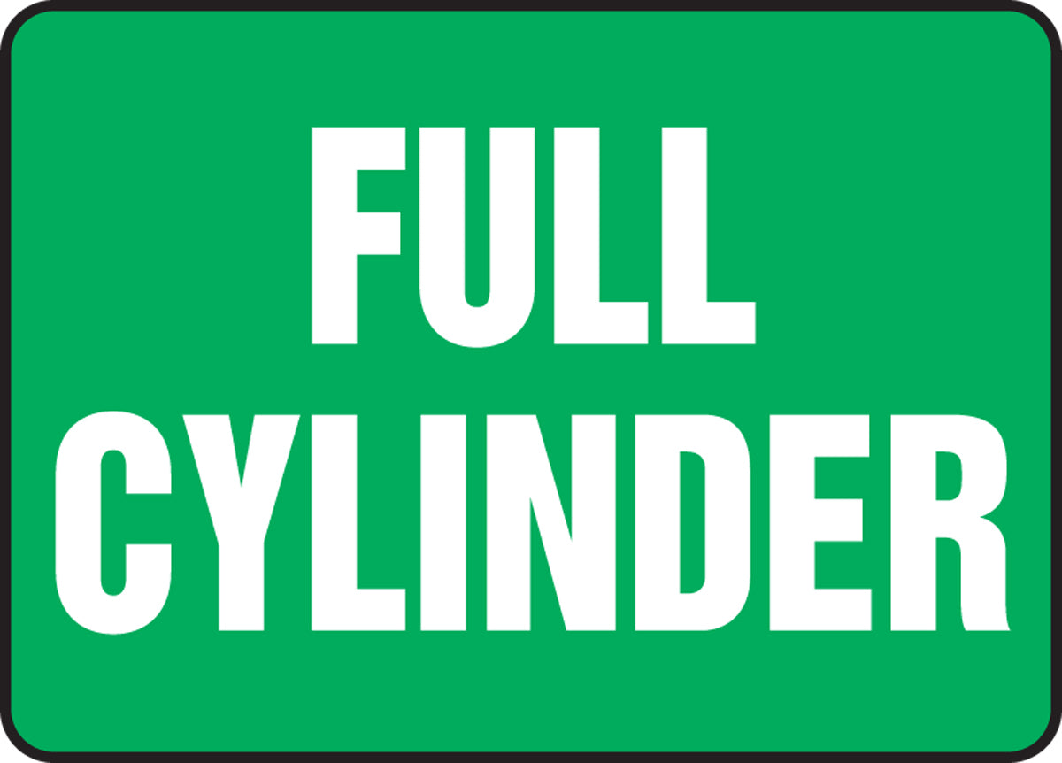 Accuform® 7" X 10" White And Green Aluminum Safety Signs "FULL CYLINDER"