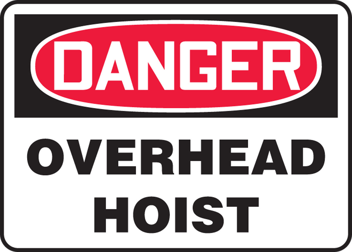 Accuform® 10" X 14" Red, Black And White Aluma-Lite™ Safety Signs "DANGER OVERHEAD HOIST"