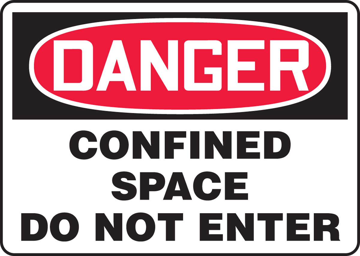 Accuform® 10" X 14" Red, Black And White Aluminum Safety Signs "DANGER CONFINED SPACE DO NOT ENTER"