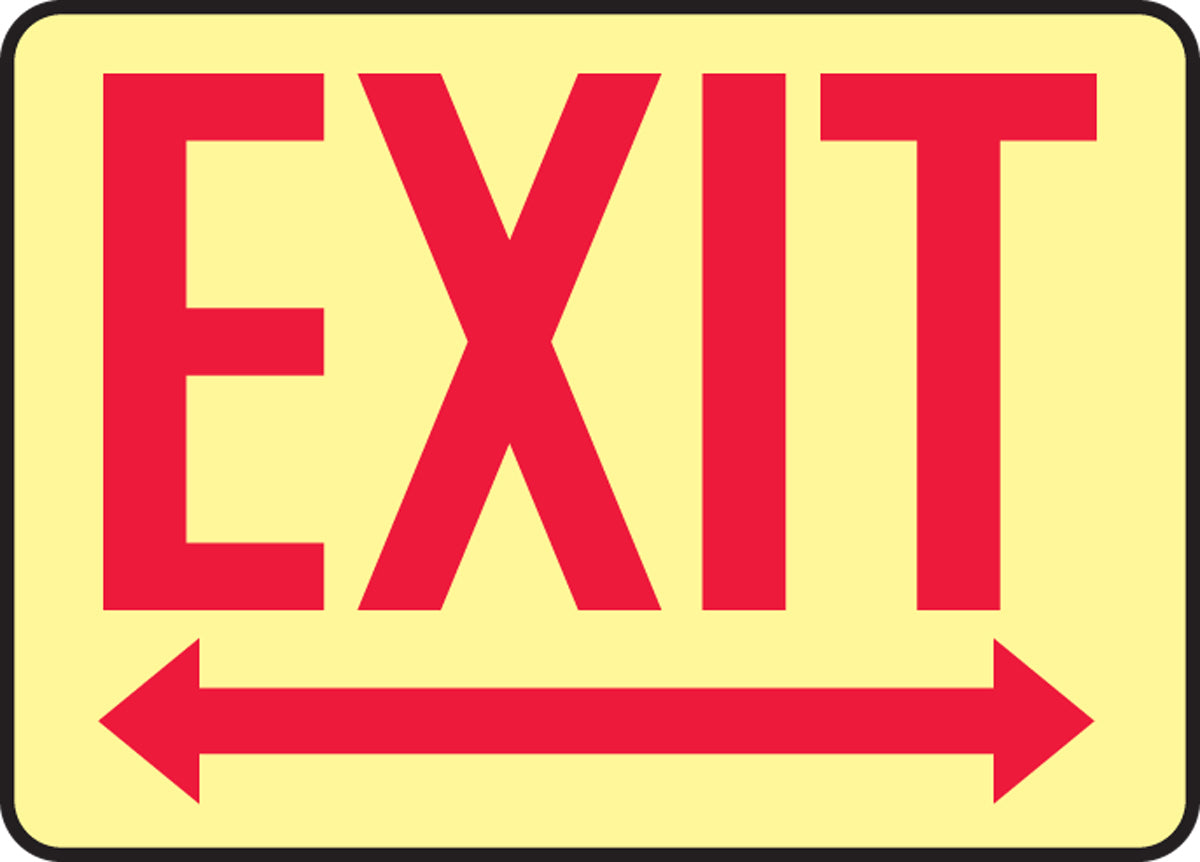 Accuform® 10" X 14" Red And White Glow Plastic Safety Signs "EXIT"