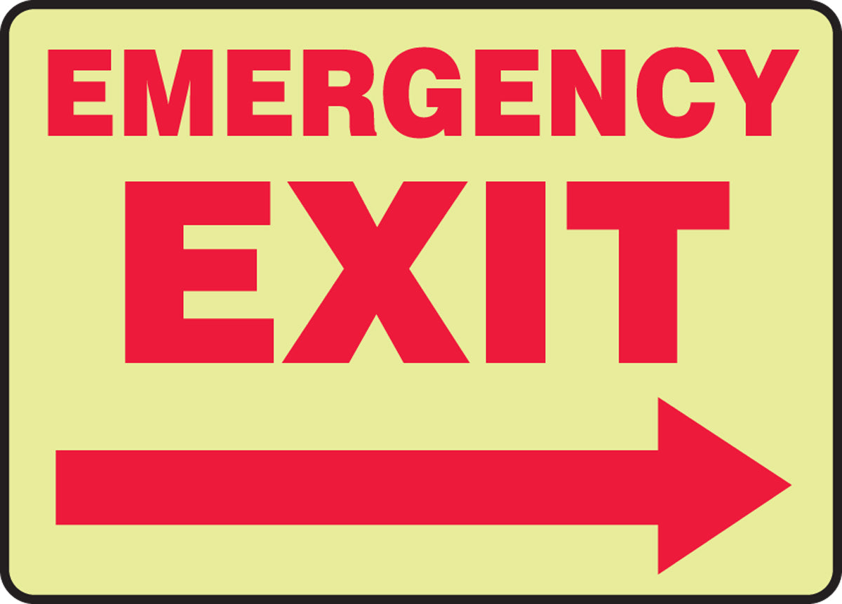 Accuform® 10" X 14" Red And White Glow Plastic Safety Signs "EMERGENCY EXIT"
