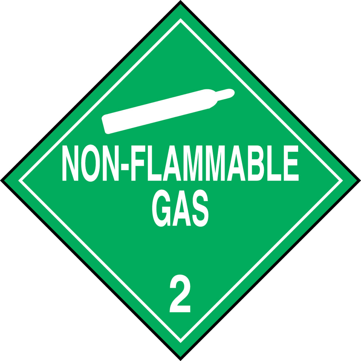 Accuform® 10 3/4" X 10 3/4" White And Green Magnetic Vinyl Placard "NON-FLAMMABLE GAS HAZARD CLASS 2 (With Graphic)"