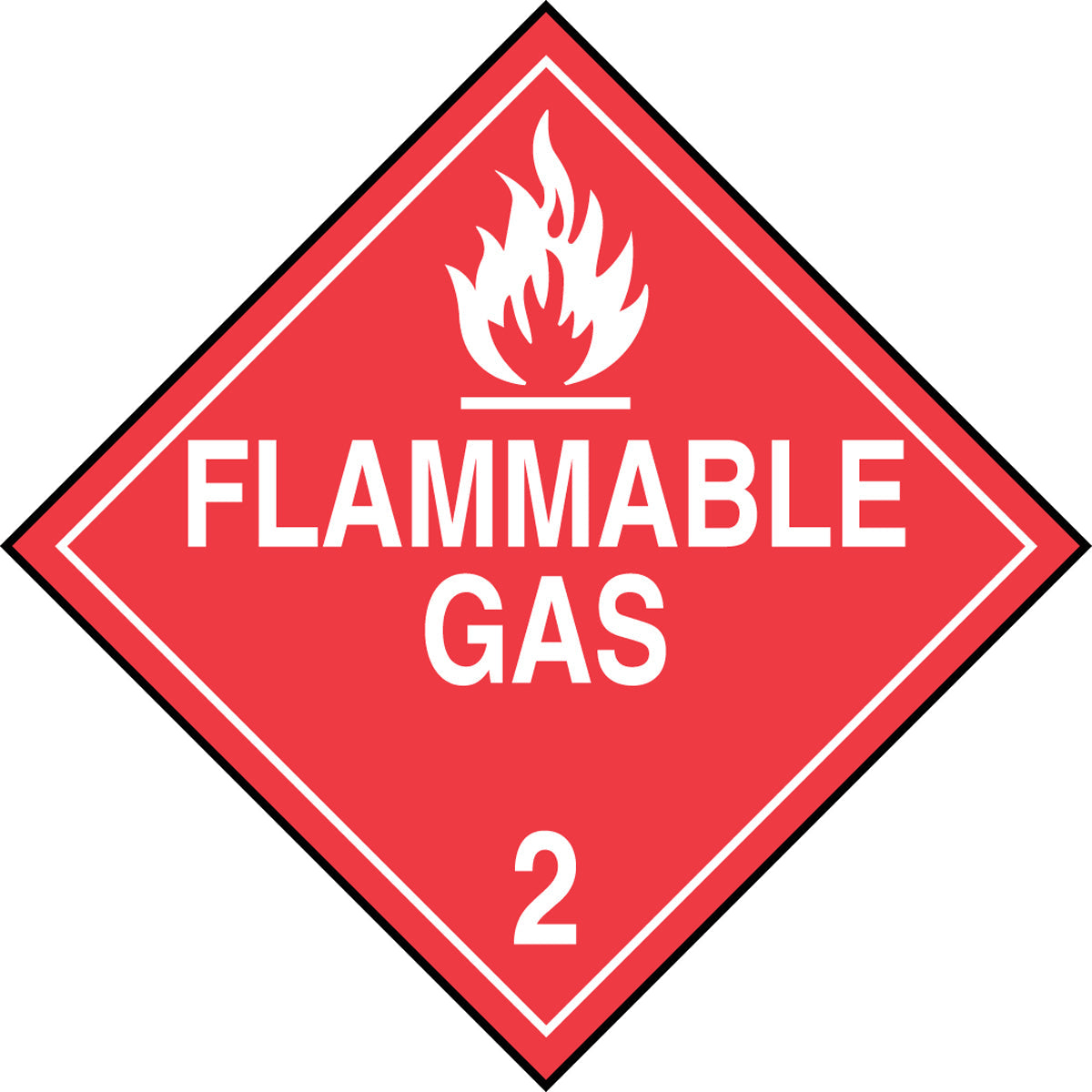 Accuform® 10 3/4" X 10 3/4" White And Red Magnetic Vinyl Placard "FLAMMABLE GAS HAZARD CLASS 2 (With Graphic)"