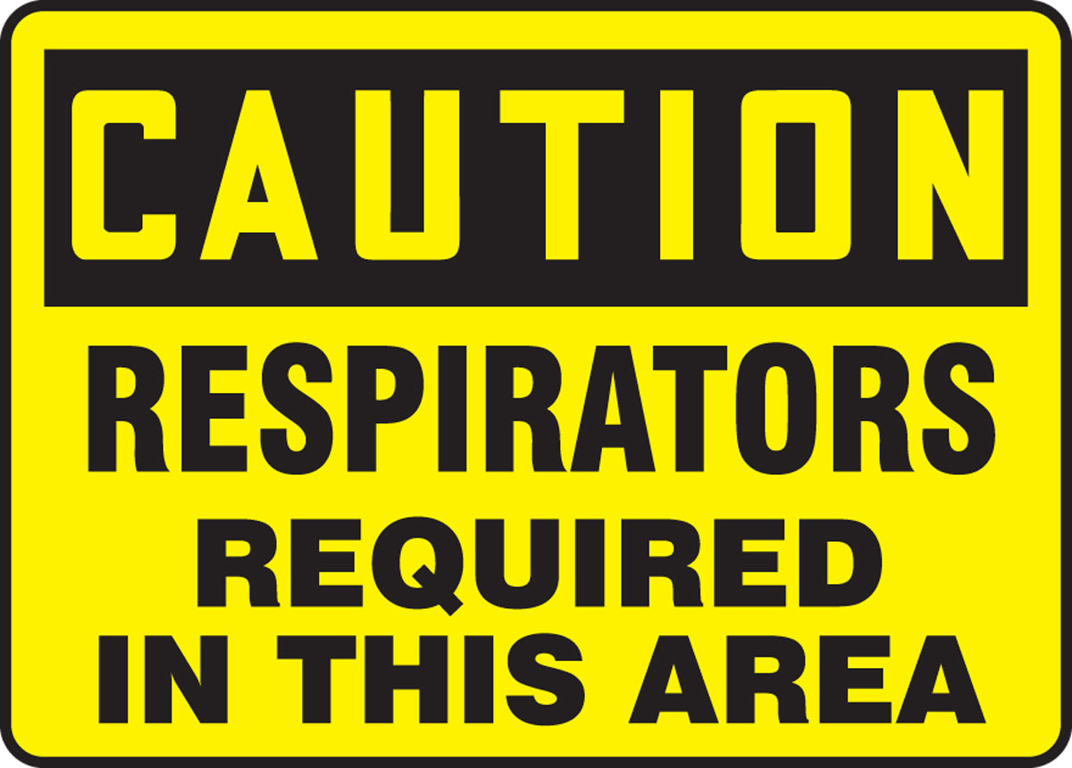 Accuform® 10" X 14" Black And Yellow Dura-Plastic Safety Signs "CAUTION RESPIRATOR REQUIRED IN THIS AREA"
