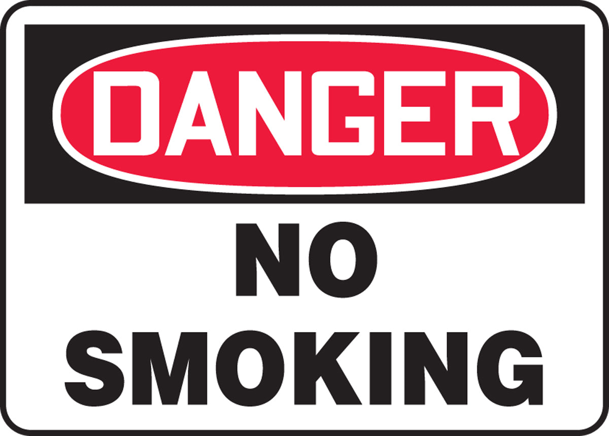 Accuform® 10" X 14" Red, Black And White Adhesive Vinyl Safety Signs "DANGER NO SMOKING"
