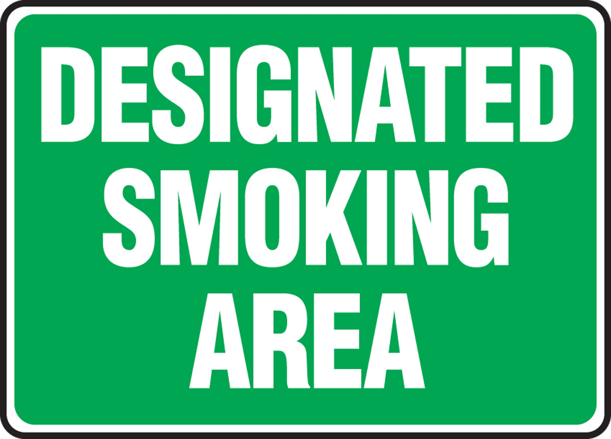 Accuform® 10" X 14" White And Green Plastic Safety Signs "DESIGNATED SMOKING AREA"
