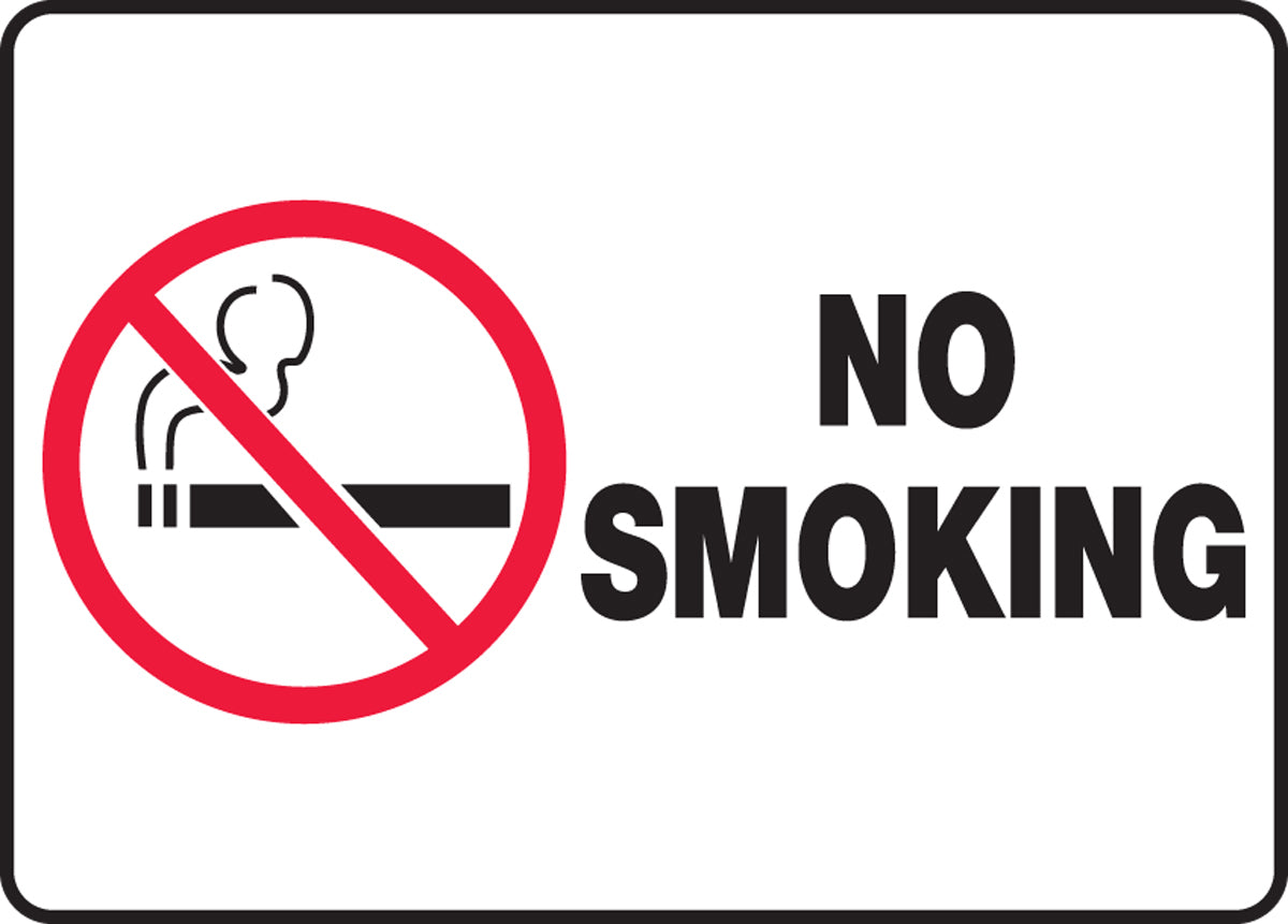 Accuform® 10" X 14" Red, Black And White Plastic Safety Signs "NO SMOKING"