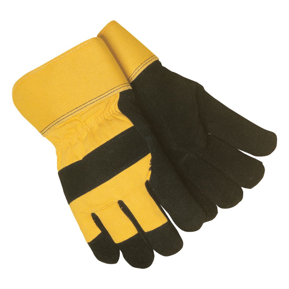 Tillman Large Black And Yellow Cowhide Leather ColdBlock/Cotton/Polyester Lined Cold Weather Gloves