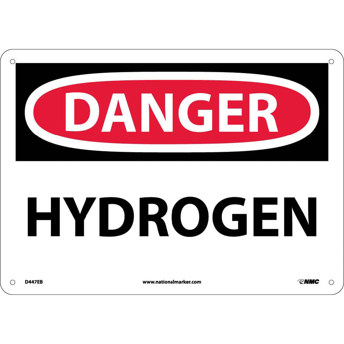 NM 10" X 14" White .095" Fiberglass Danger Sign "DANGER HYDROGEN"