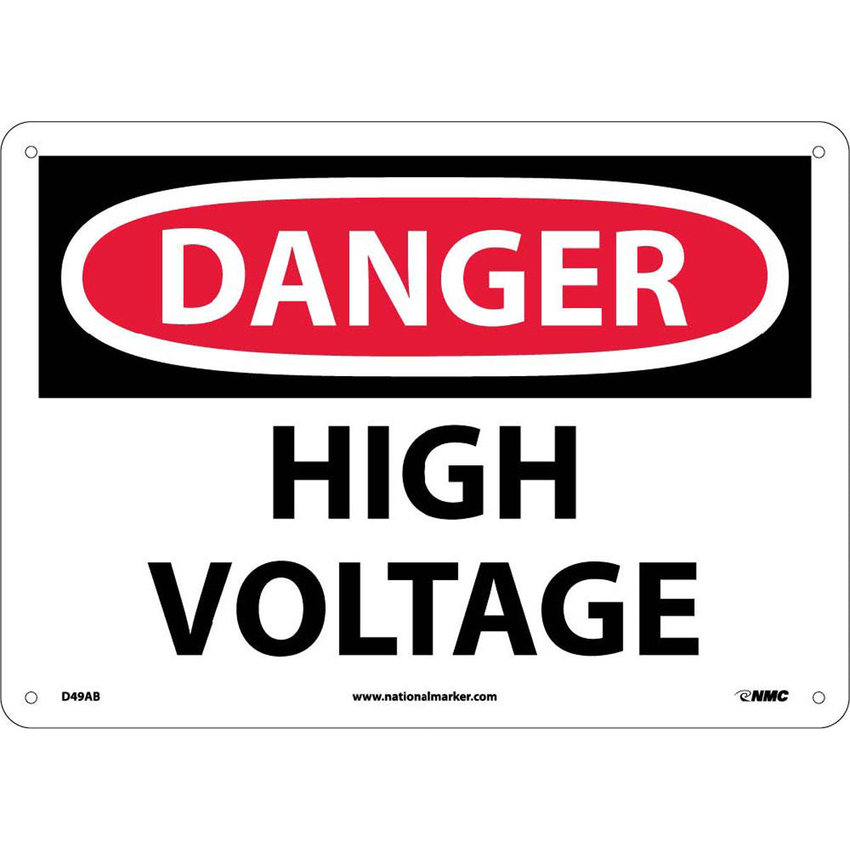 NM 10" X 14" White .04" Aluminum Electrical Sign "DANGER HIGH VOLTAGE"