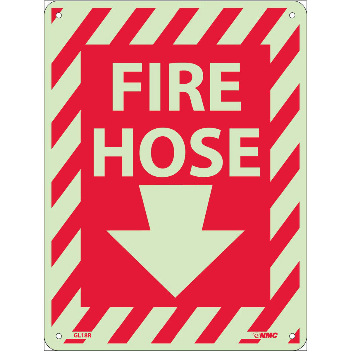 NM 12" X 9" White .05" Rigid Plastic Fire Safety Sign "FIRE HOSE"