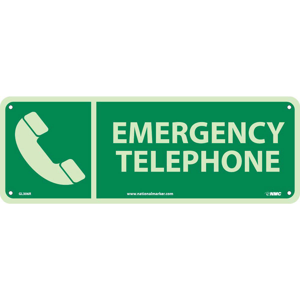 NM 5" X 14" White .05" Rigid Plastic Emergency Safety Sign "EMERGENCY TELEPHONE"