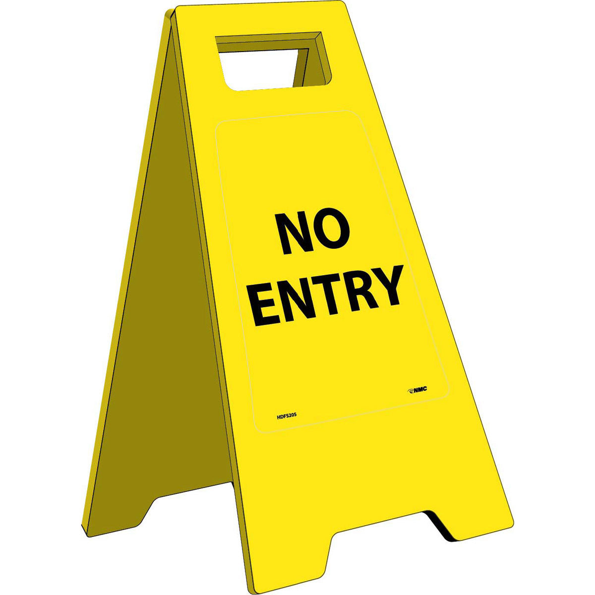 NM 24 5/8" X 10 3/4" Yellow Plastic Double Sided Floor Safety Sign "NO ENTRY"