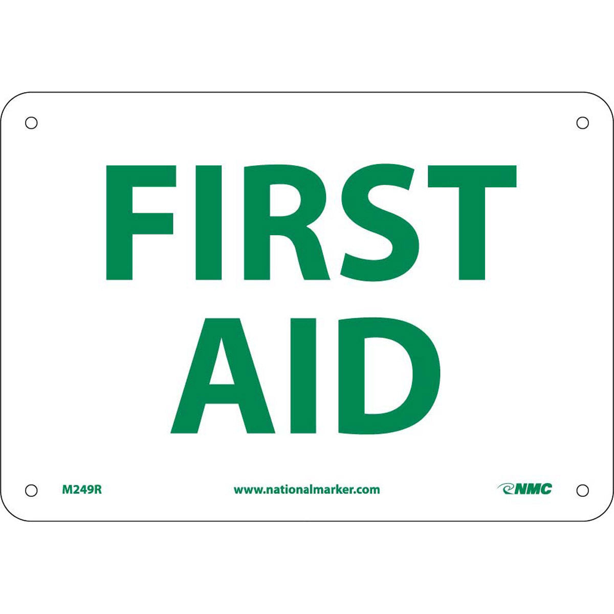 NM 7" X 10" White .05" Rigid Plastic First Aid Sign "FIRST AID"