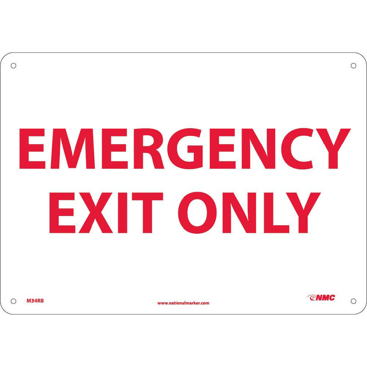 NM 10" X 14" White .05" Rigid Plastic Exit Sign "EMERGENCY EXIT ONLY"
