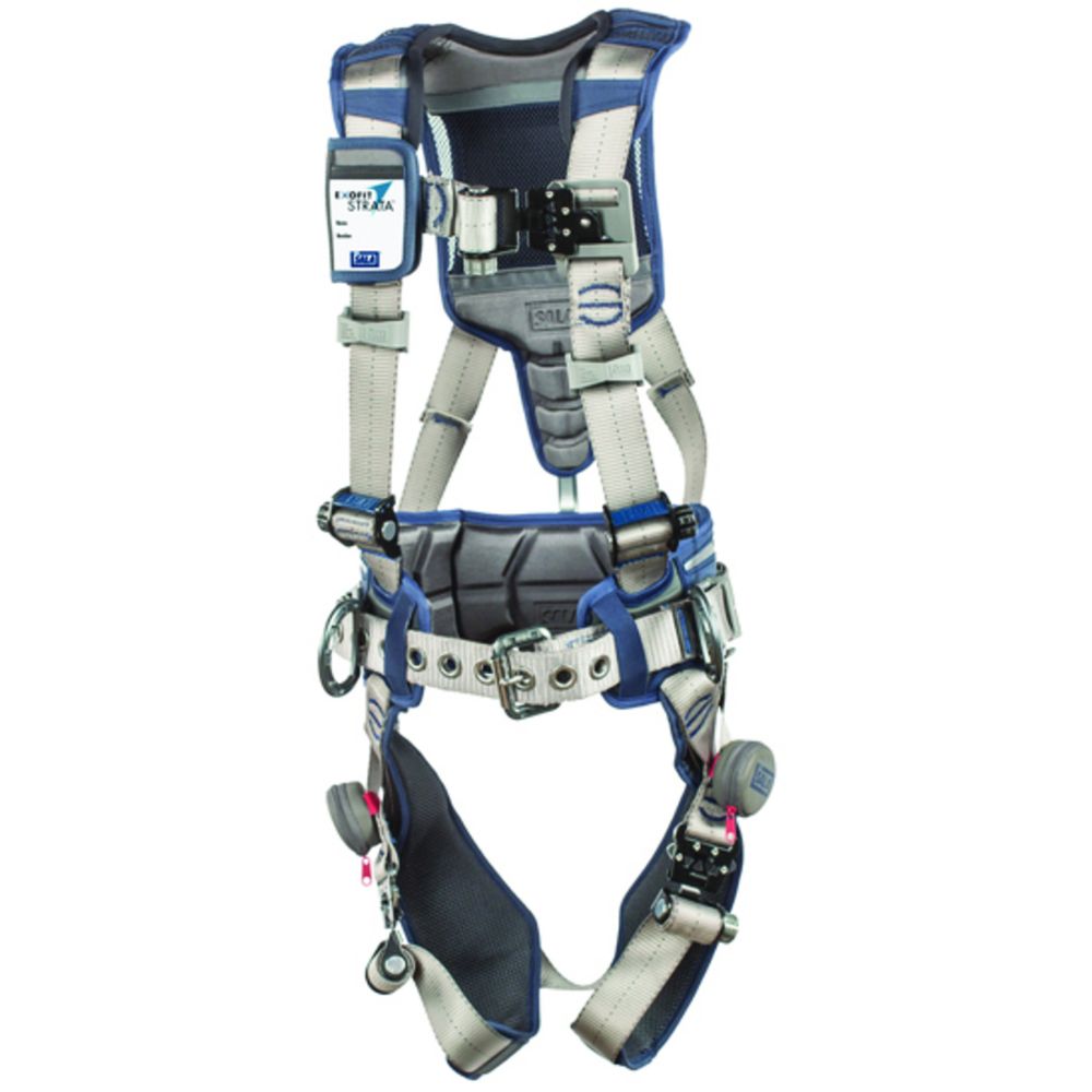 3M DBI-SALA Small ExoFit STRATA Construction Style Harness With Aluminum Back And Side D-Rings, Tri-Lock Revolver Quick Connect Buckles, Waist Pad And Belt