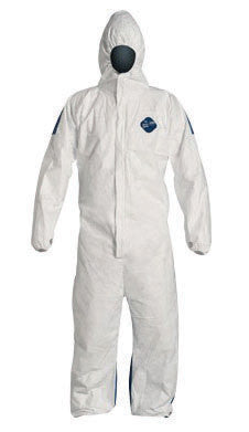 DuPont 2X White Safespec 2.0 5.7 mil Tyvek Dual Disposable Coveralls With Storm Flap Over Front Zipper Closure, Thumb Loops And Elastic Waist