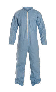 DuPont 2X Blue Safespec 2.0 Tempro Disposable Water And Flame Resistant Coveralls With Front Zipper Closure, Laydown Collar, Open Wrists, Open Ankles And Set Sleeves