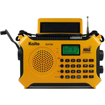Kaito KA700 Bluetooth Emergency Hand Crank Dynamo & Solar Powered AM FM Weather Band Radio