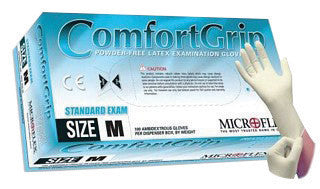 Microflex Medium Natural 9 1/2" ComfortGrip 5.1 mil Latex Ambidextrous Non-Sterile Exam or Medical Grade Powder-Free Disposable Gloves With Textured Finish, Standard
