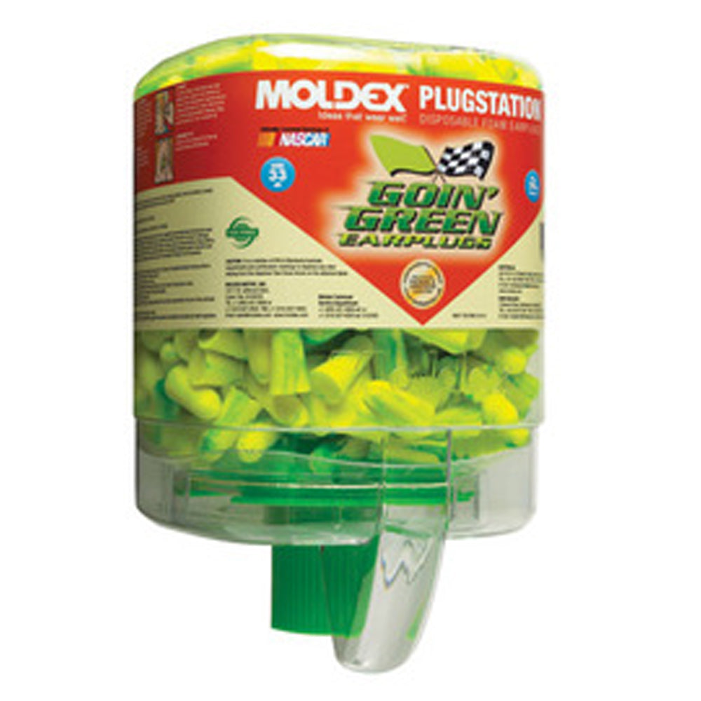 MoldexA PlugStationA Earplugs Dispenser (Includes 250 Pair Single Use Goin GreenA Tapered Foam Uncorded Earplugs)
