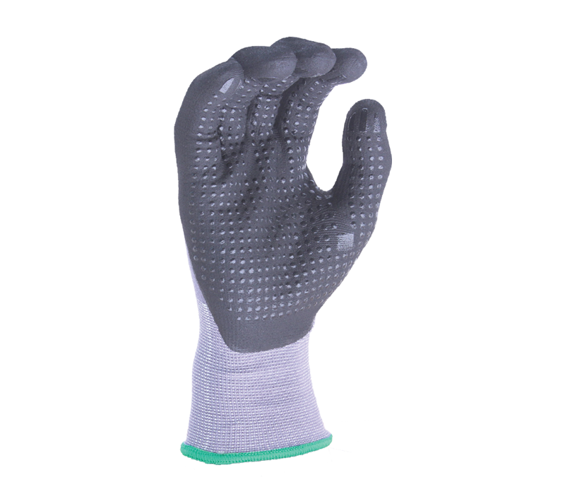 Micro-Foam Nitrile palm coated with Nitrile dots, 15G Nylon shell