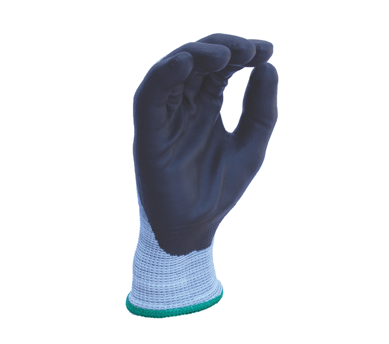 Oil Task - Waterbased Polymer Palm Coated Grey HDPE Blended Knit Work Gloves ANSI Cut 4