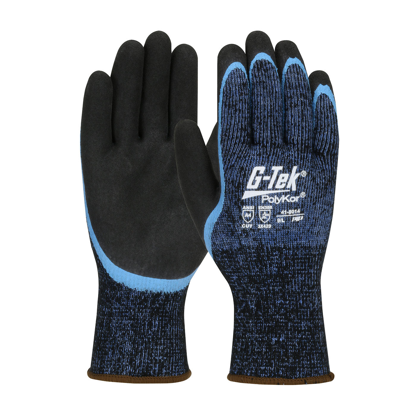 G-Tek® PolyKor® Seamless Knit Single-Layer PolyKor® / Acrylic Blended Glove with Double-Dipped Latex Coated MicroSurface Grip on Palm & Fingers