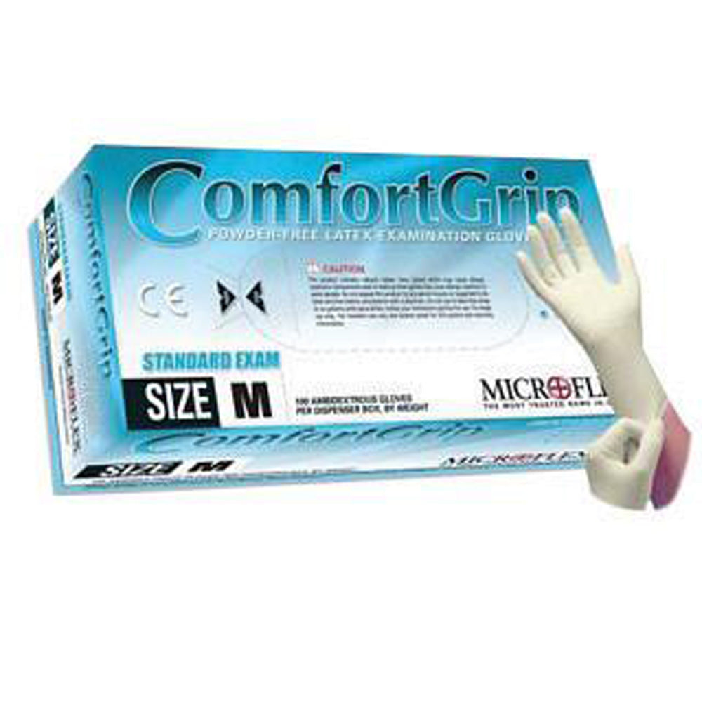 Microflex Small Natural 9 1/2" ComfortGrip 5.1 mil Latex Ambidextrous Non-Sterile Exam or Medical Grade Powder-Free Disposable Gloves With Textured Finish, Standard